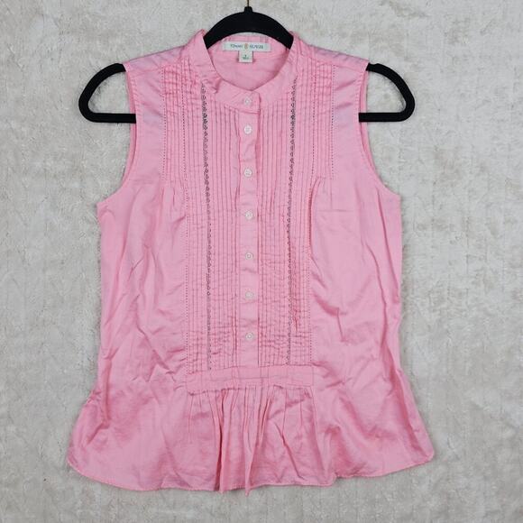 VTG Tommy Hilfiger Blouse 8 Pink Coquette Y2K Preppy Academia Tennis Prep 90s - Picture 1 of 6